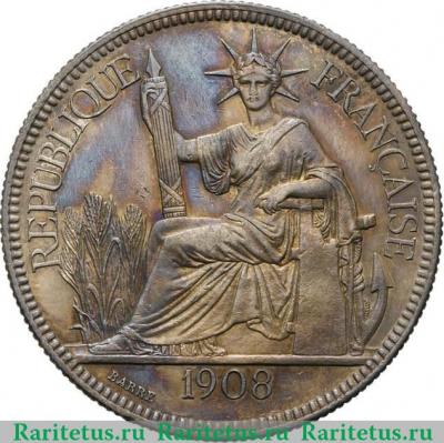 1 пиастр (piastre) 1908 года   Французский Индокитай