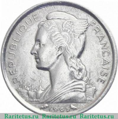 1 франк (franc) 1965 года   Французское Сомали