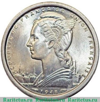2 франка (francs) 1948 года   Сен-Пьер и Микелон