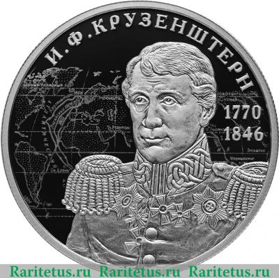 Реверс монеты 2 рубля 2020 года СПМД Мореплаватель И.Ф. Крузенштерн, к 250-летию со дня рождения (19.11.1770)