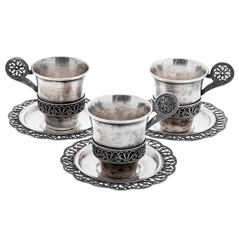 Наборы мельхиоровых кофейных пар